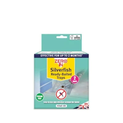 Image of Zero in Silverfish Ready Baited Traps Pack of 2 Effective Control for Homes Non Toxic, Long Lasting, to Use