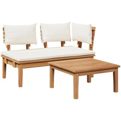 Image of vidaXL 2 Piece Garden Bench Set Solid Wood Teak