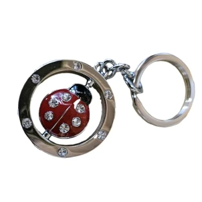 Image of Fat catz copy Unisex Large Red Ladybird No:1 Insect With Diamonte Detailing Keyring