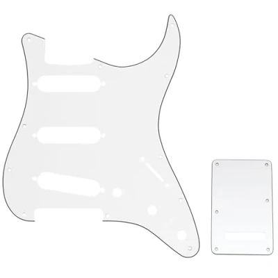 Image of Musiclily SSS Strat Pickguard and BackPlate Set for Fender USA/Mexican Standard Stratocaster Modern Style Electric Guitar, 3Ply White