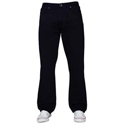 Image of ENZO Mens Classic Straight Leg Regular Fit Denim Jeans (38W x 30L, Black)
