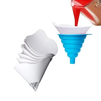 Image of QUUPY 100 Pcs Disposable Paint Filter Strainers Paper with 1Pcs Silicone Funnel Filter, Resin Fine Nylon Mesh for Automotive,Spray Guns,Arts &amp; Crafts
