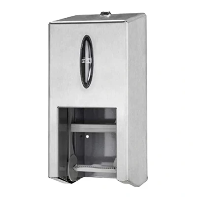 Image of Tork Twin Coreless Mid size Toilet Paper Roll Wall Mounted Dispenser Stainless Steel T7, High Capacity, 472019