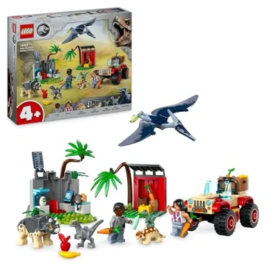 Image of LEGO Jurassic World Baby Dinosaur Rescue Centre Toy for Kids, Mini Triceratops, Ankylosaurus and Velociraptor Dino Figure Toys, Gifts Boys Girls Aged 4 Plus 76963