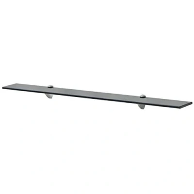 Image of Tidyard Floating Shelf Tempered Safety Glass Wall Display for Decorative Items in Kitchens Bathrooms Living Rooms 90x20 cm 8 mm Black