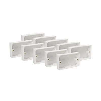 Image of 10 x Surface Mounted Back Box 25mm Wall Pattress Double 2 Gang Electrical Socket