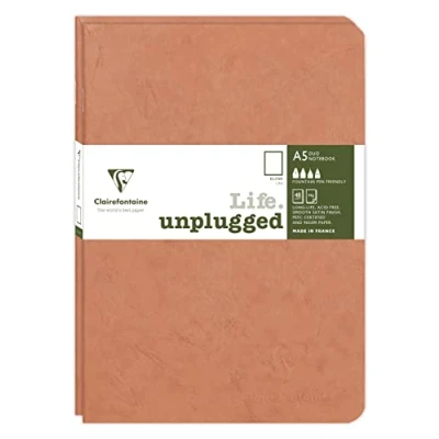 Image of Clairefontaine 733186C Age Bag DUO set of 2 stitched notebooks 14.8x21cm 96p plain tobacco