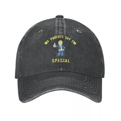 Image of WVVCXCC Baseball Cap Unisex and Fashionable My Parents Say I&#039;m S.P.E.C.I.A.L Casual Denim Fallouts Vault Tec Snapback Hat Outdoor Activities Hats Sports Gifts