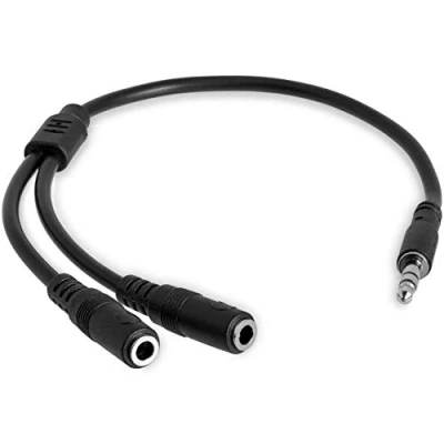 Image of StarTech.com 3.5mm Audio Extension Cable Slim Splitter Y and Headphone Extender Male to 2x Female AUX (MUY1MFFS),Black