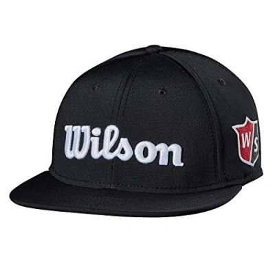 Image of Wilson Men&#039;s Golf Tour Flat Brim Hat, Black, One Size UK