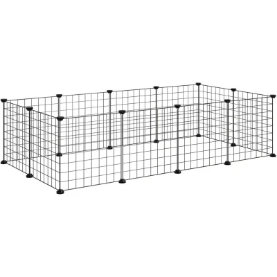 Image of PawHut DIY Pet Playpen Metal Wire Fence 12 Panel Guinea PIG Small Animals Cage Black