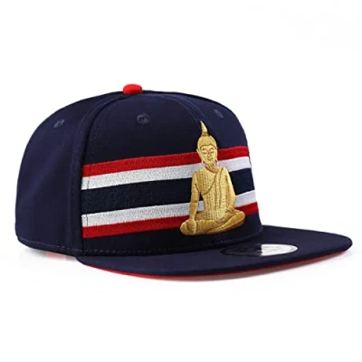 Image of Underground Kulture Thailand Blue Adjustable Flat Peak Snapback Hat World Cup Baseball Cap
