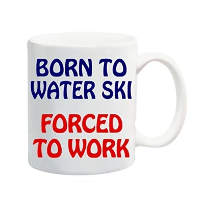 Image of Born to Water Ski Forced Work Mug Gift Present Sport
