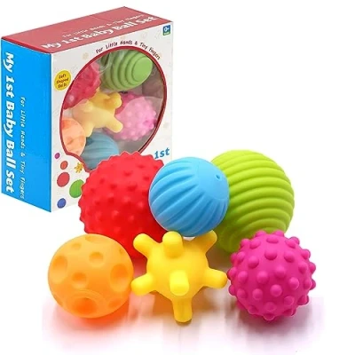 Image of My First Baby Multi Textured Sensory Soft Balls Multicolor Different Shaped Set for Babies and Toddlers Toy 6 pcs Early Development, Toys