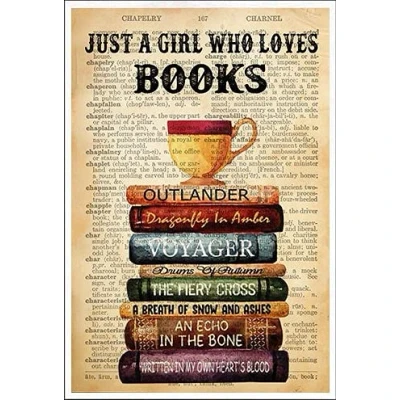 Image of Just A Girl Who Loves Books Poster Book Lover Gift Love Reading Funny Home Decor Art Wall Metal Sign 8X12 Inches