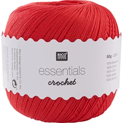 Image of Rico Design ESSENTIALS CROCHET RED, 100% Cotton, 7.5 x 8 cm