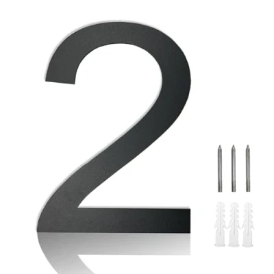Image of MOLVCE Stainless Steel Door Numbers, 8 inch Modern House Floating Signs for Outside, Number Sign Screw On Home, Address, Store, Font Arial, Anthracite Gray 2