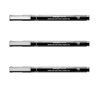 Image of uni ball PIN DRAWING PEN FINELINER ULTRA FINE LINE MARKER 0.05mm BLACK Ink [Pack of 3]