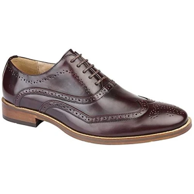 Image of Goor Mens 5 Eye Wing Capped Oxford Brogues (7 UK) (Oxblood)
