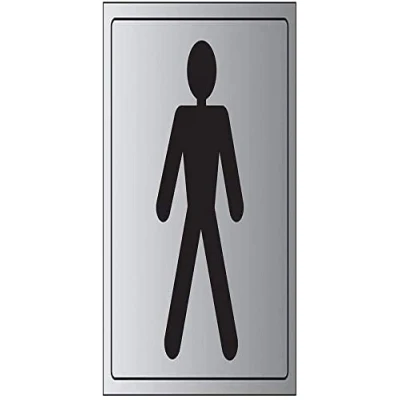 Image of V Safety General Door Gents Toilet Sign 200mm x 3mm Brushed Alu Comp