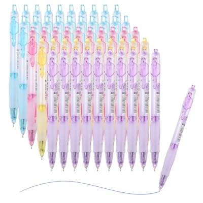 Image of M&amp;G Ballpoint Pen 0.38mm, 50pcs Retractable Blue Ink Click Ball Point Writing Supplies for Journaling Home Office Classroom, Multicolor
