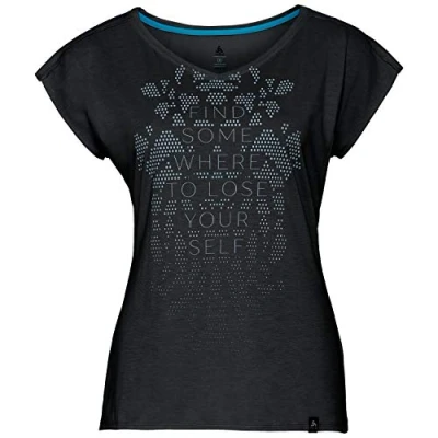Image of Odlo Kumano Dry Women&#039;s Crew Neck T Shirt, Black Placed Print, Size M