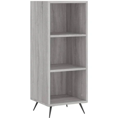 Image of vidaXL Modern Grey Sonoma Open Shelf Cabinet with Metal Legs for Living Room or Bedroom Provide Ample Storage and Display Space