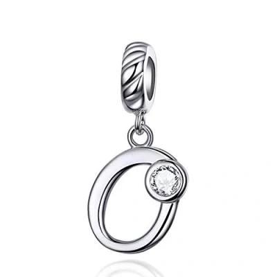 Image of LaMenars Letter Dangle Bead Charms Initial Alphabet A Z 925 Sterling Silver Zirconia fits European Charm Bracelets &amp; Necklaces