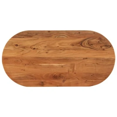 Image of vidaXL Solid Acacia Tropical Wood Table Top 100x50x2.5 cm for Living Room, Dining Room Untreated Surface Unique Oval Furniture