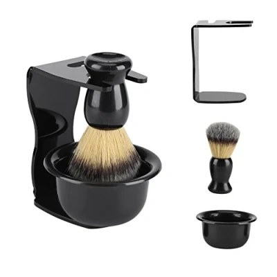 Image of 3 in 1 Professional Shaving Brush Kit Man&#039;s Set with Frame Base, Soap Bowl, Badger Hair for Men Father Husband Boyfriend Gift
