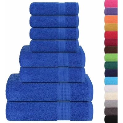 Image of vidaXL 8 Piece Towel Set Blue 360 gsm 100% Cotton