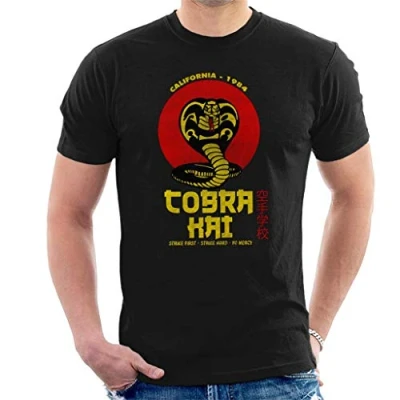 Image of Retro Cobra Kai Snake Logo Men&#039;s T Shirt Black