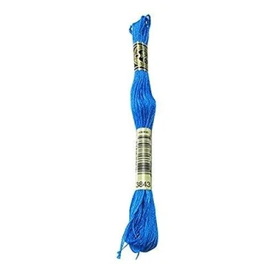 Image of DMC 117 3843 Mouline Stranded Cotton Six Strand Embroidery Floss Thread, Electric Blue, 8.7 Yard