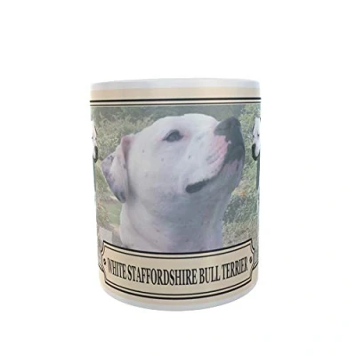 Image of White Staffy Staffordshire Bull Terrier Dog Breed Gift Mug