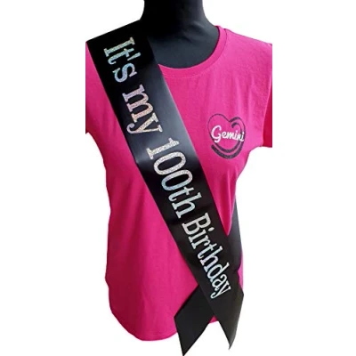 Image of Gemini Ribbons It&#039;s my 100th Birthday Sash Holographic Party Womens Mens Gift
