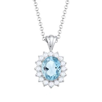 Image of Elli Women&#039;s 925 Sterling Silver Xilion Cut Topaz Necklace with Pendant of Length 45 cm