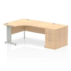 Image of Impulse 1600 Left Hand Wire Managed Workstation 800 Pedestal
