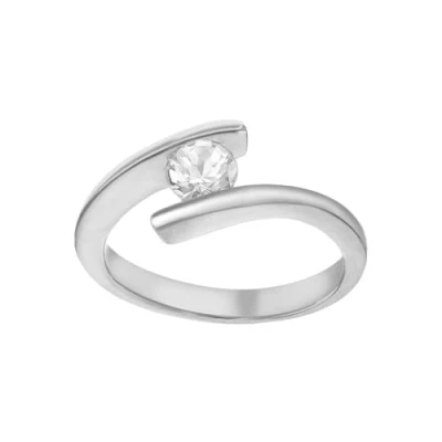 Image of Tuscany Silver Women&#039;s Sterling Cubic Zirconia Crossover Ring Size L