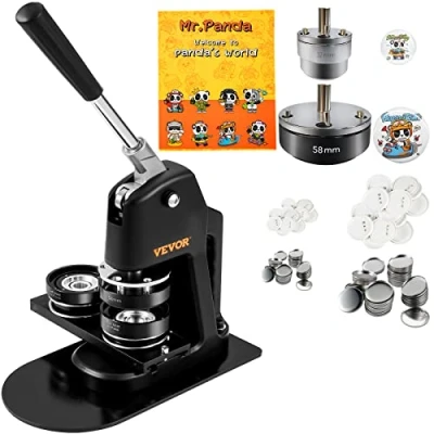 Image of VEVOR Button Maker Machine, Multiple Sizes 1.25+2.25 Inch Badge Punch Press Kit, Children DIY Gifts Pin Maker, Making Supplies with 500pcs Parts &amp; Circle Cutter Magic Book