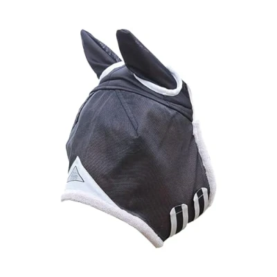 Image of Shires Field Durable Fly Mask with Ears in Black, 5 Sizes, UV Protection (Pony, Black)