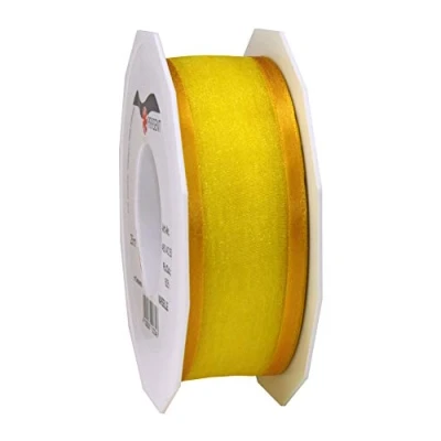 Image of Präsent Marseille Wired Organza Ribbon Yellow 40 mm Width, 25 m Length