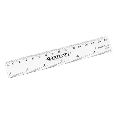 Image of Westcott 6 Inch 150 mm Plastic Ruler Clear