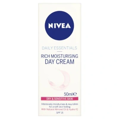 Image of Nivea Essentials Day Cream 24 Hour Moisture and Rich, SPF 15, 50 g