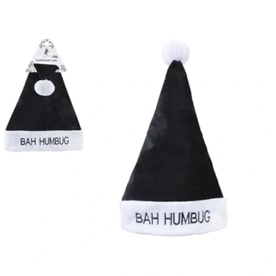 Image of PMS Bah Humbug Christmas Hat Santa Headwear Black Festive Novelty Xmas Secret One Size