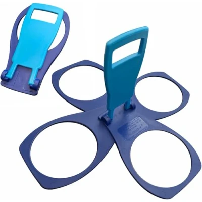 Image of CarryAround Fold Away Cup Carrier/Caddy [MADE IN UK] [BLUES] Take Out Coffee Soft Drink Pint Beer Beverage Holder, Sturdy Reusable Pocket Size, Festival Sports Gigs Easy safe hot drinks, 2,3,4 cups