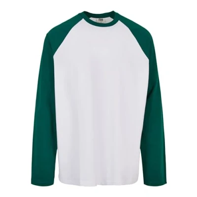 Image of Urban Classics Men&#039;s Organic Oversized Raglan Long Sleeve T Shirt, White/Black, L