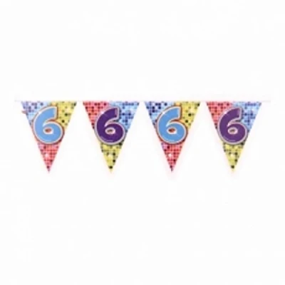 Image of Folat 6th Birthday Mini Blocks Garland 6 meters Multicolor