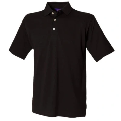 Image of Henbury Mens Classic Plain Polo Shirt With Stand Up Collar (L) (Black)