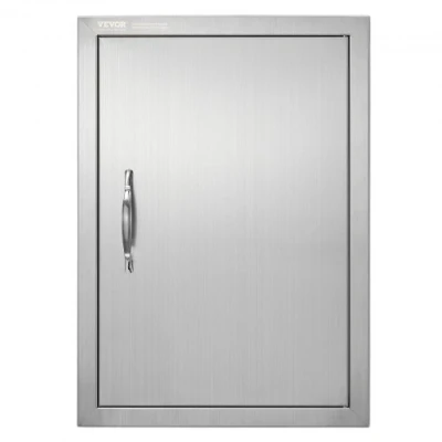 Image of VEVOR BBQ Access Door, 432x610 mm Single Outdoor Kitchen Stainless Steel Flush Mount Wall Vertical Door with Handle, for Island, Grilling Station, Outside Cabinet