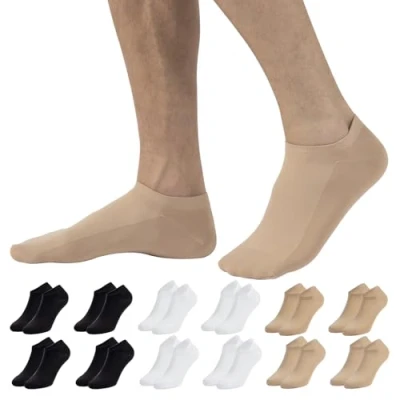 Image of CALZITALY 6/12 PAIRS Ankle Liner Socks, Opaque Trainer Socks in Microfiber Black, White, Skin, Multicolour Made Italy (3 6, 4 Skin)